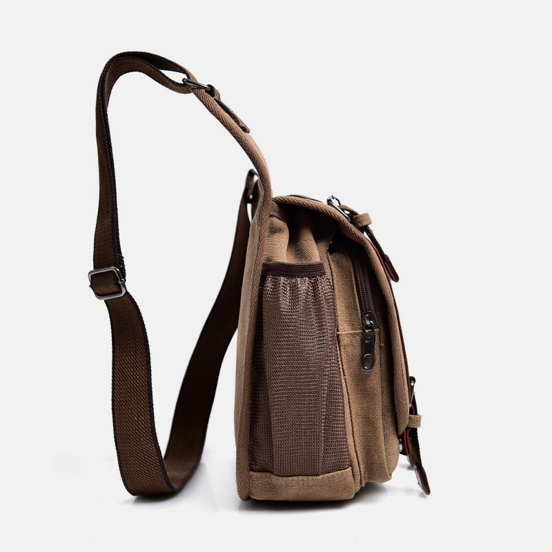 Crossbody Bag For Men Retro Multifunctional Canvas Daily Messenger Bag