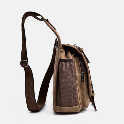 Crossbody Bag For Men Retro Multifunctional Canvas Daily Messenger Bag