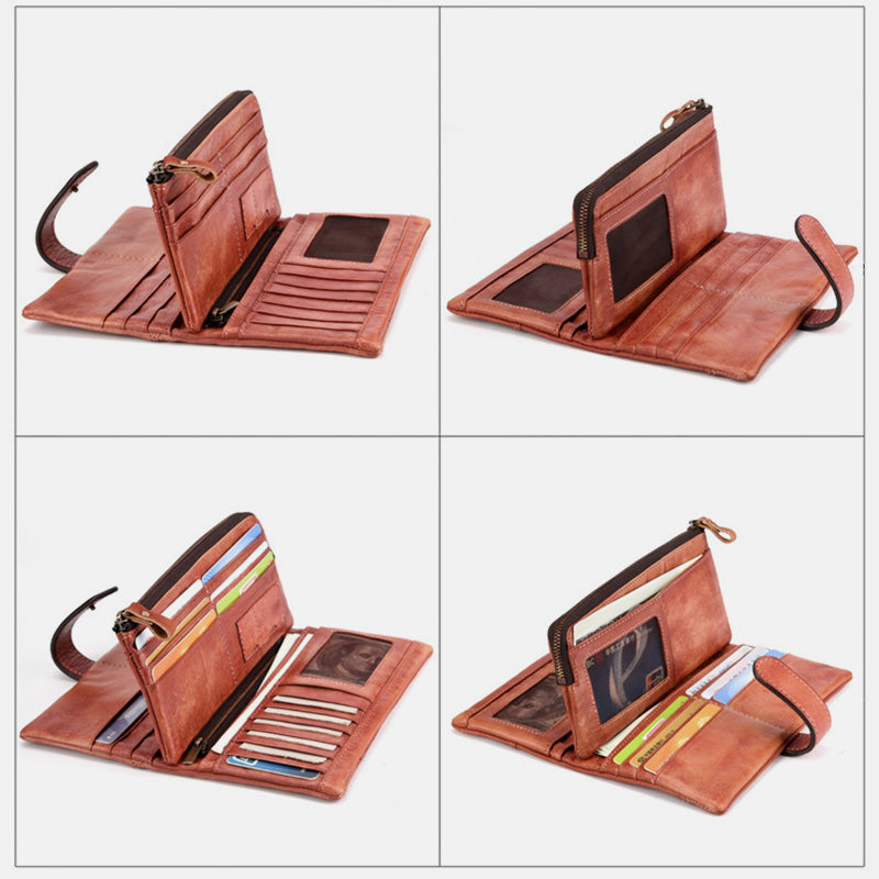 RFID Genuine Leather Long Wallet Purse