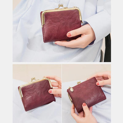 Multifunctional Bifold Vintage Kiss Lock Coin Purse