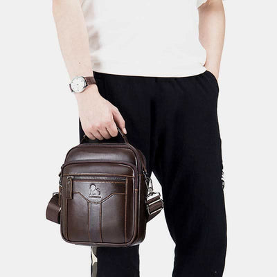 Multi-pocket Real Leather Small Messenger Bag Shoulder Purse Travel Carry Bag