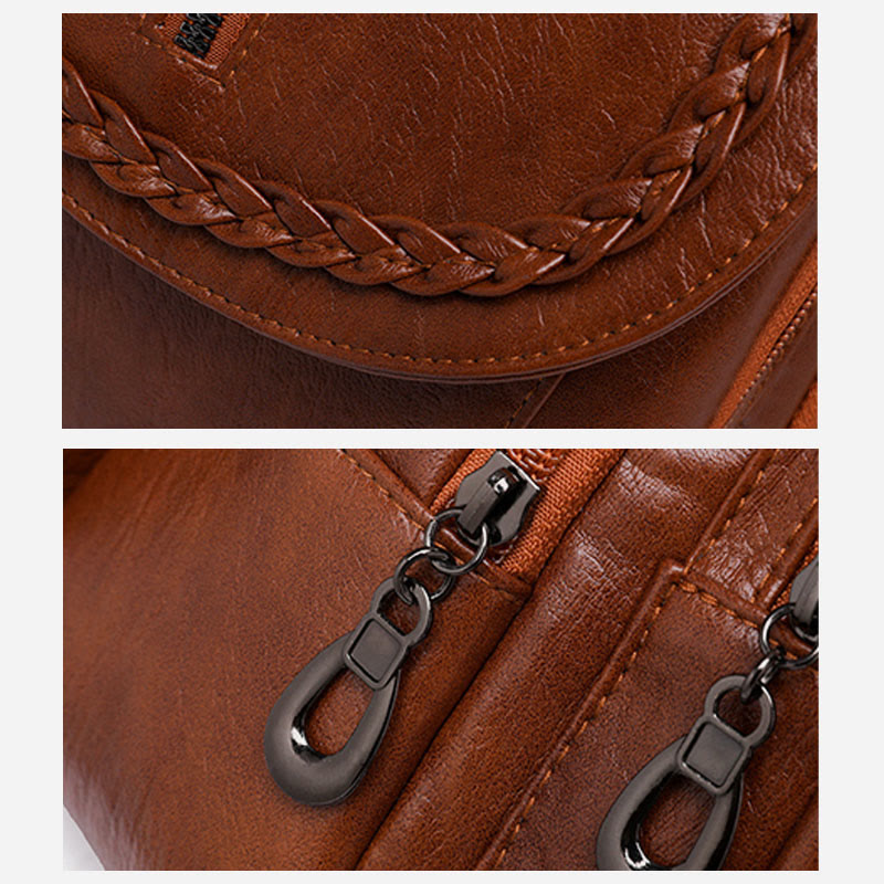 Twist Clamshell Leather Backpack Convetible Sling Bag For Women