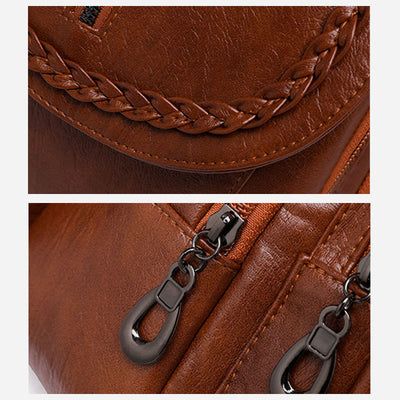 Twist Clamshell Leather Backpack Convetible Sling Bag For Women