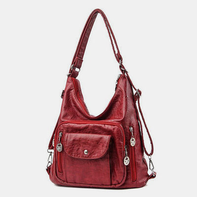 Multi-Pocket Large Capacity Leather Vintage Bag Tote Bag