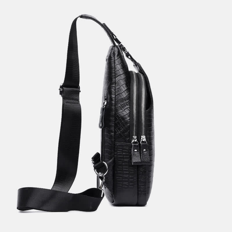 Crocodile Leather Sling Bag Chest Backpack Outdoor Travel Hiking Sports Daypacks