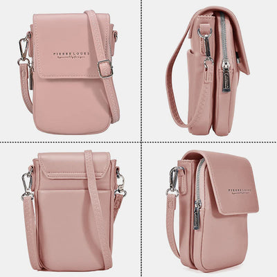 Mini Phone Bag For Women Leather Double Compartment Crossbody Bag