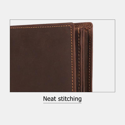 RFID Crazy Horse Leather Bifold Vintage Wallet