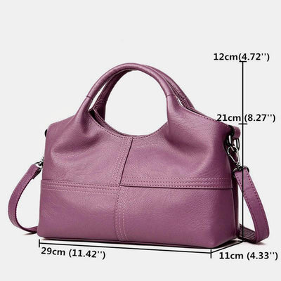 Soft Leather Handbags Stitching Solid Shoulder Bag