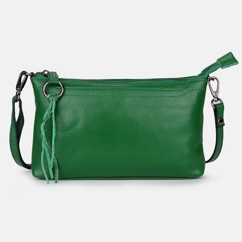 Genuine Leather Tassel Shoulder Crossbody Bag