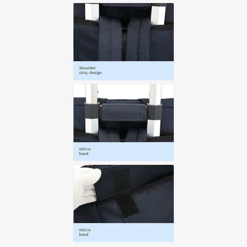 Rolling Tote For Short Travel Lightweight Pull Rod Shopping Handbag