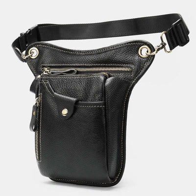 Genuine Leather Retro Waist Bag Thigh Bag with Leg Strap