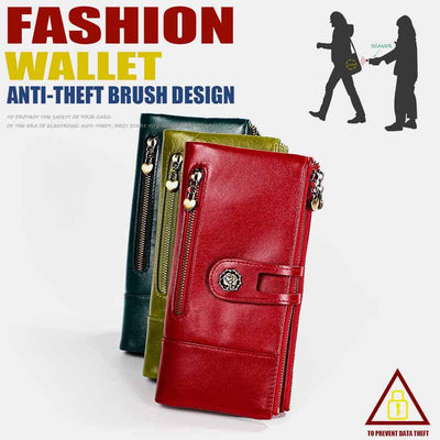 RFID Blocking Large Capacity Genuine Leather Vintage Wallet