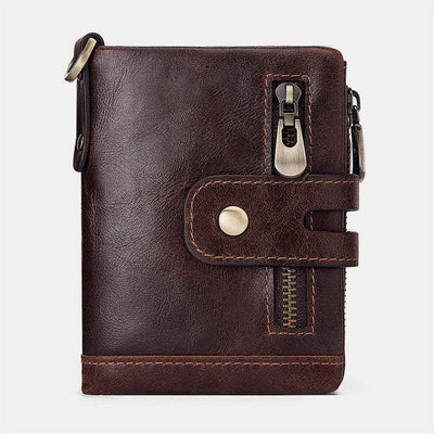 Multifunctional Genuine Leather RFID Bifold Wallet