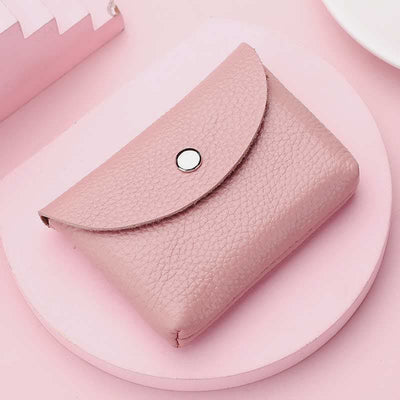 Genuine Leather Coin Purse Mini Wallet Card Holder with Zipper Pocket