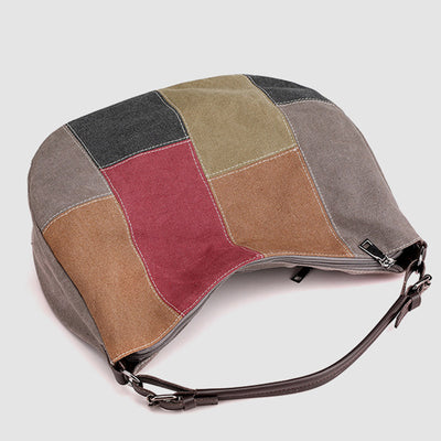 Large Capacity Vintage Stitching Color Dumpling Crossbody Bag