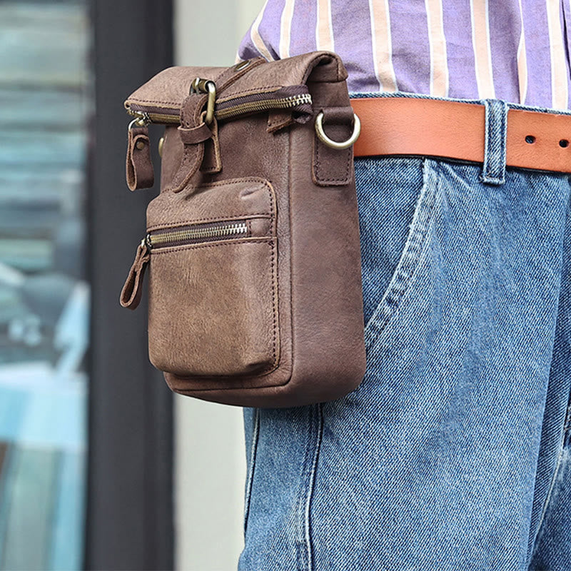 Waist Bag For Men Multifunctional Outdoor Sports Wear Belt Leather Bag
