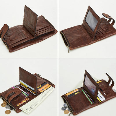 Men's RFID Blocking Card Holder Double Zip Wallet