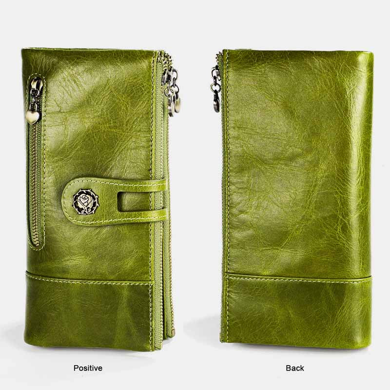 RFID Blocking Large Capacity Genuine Leather Vintage Wallet