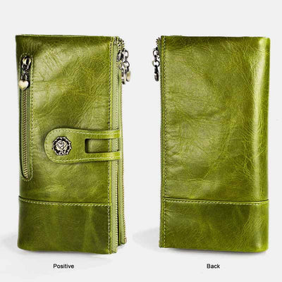 RFID Blocking Large Capacity Genuine Leather Vintage Wallet