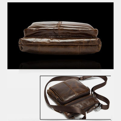 Genuine Leather Vintage Multi-function Crossbody Bag