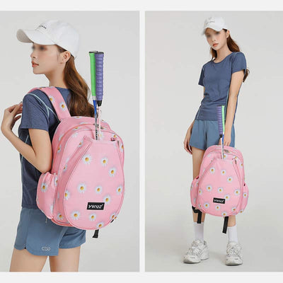 Badminton Backpack For Teens Floral Printing Sports Racket Bag