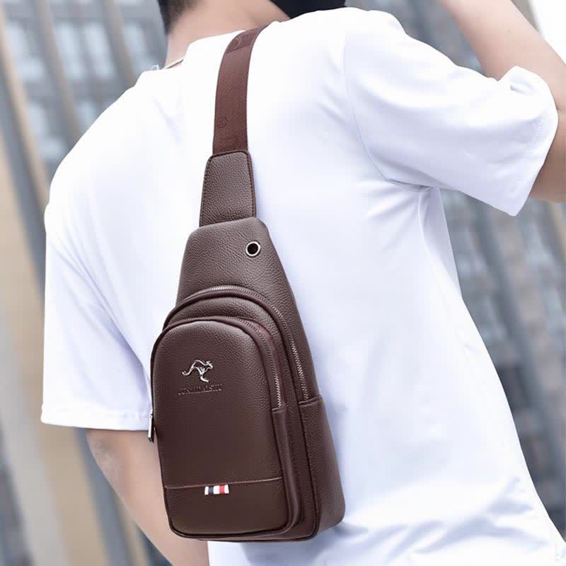Small Crossbody Sling Bag for Men Leather Purses Chest Bag