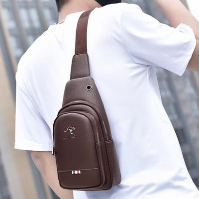 Small Crossbody Sling Bag for Men Leather Purses Chest Bag