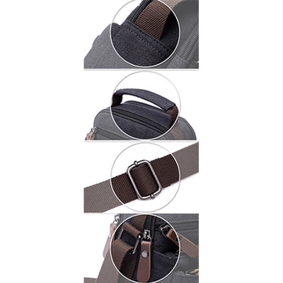 Vintage Multi-Carry Small Canvas Cross Body Purse Casual Shoulder Bag for Men