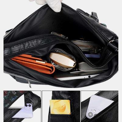 Women Multi-pocket Floral Crossbody Bag Roomy Shoulder Handbag Purses