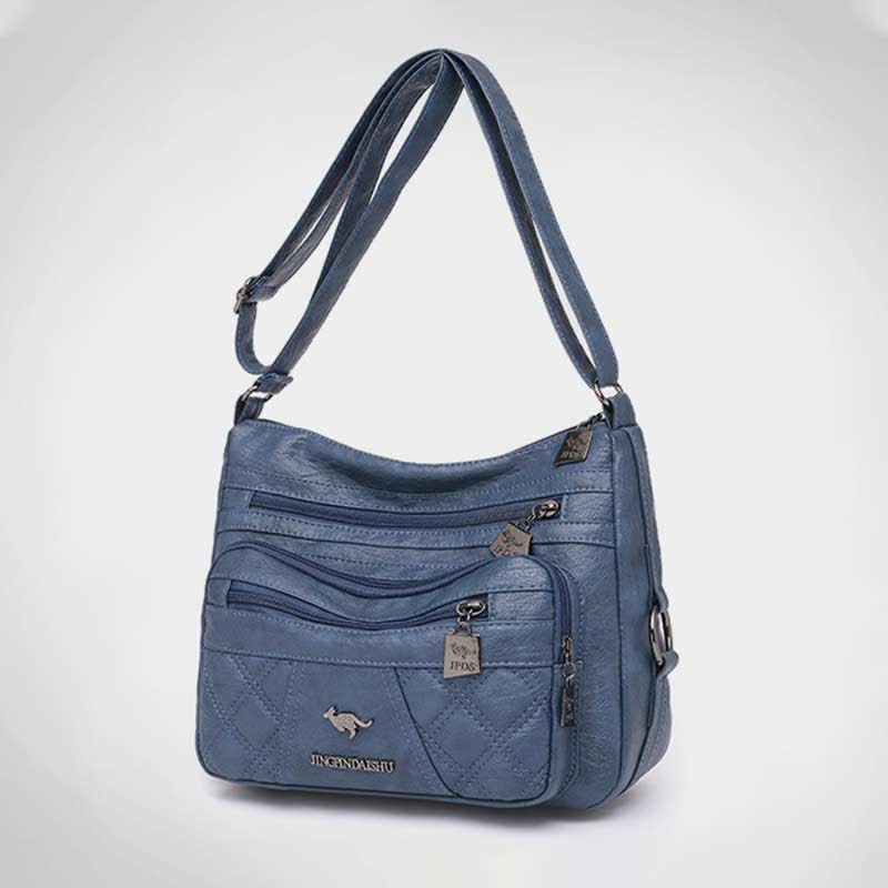 Multi-Pocket Faux Leather Crossbody Bag for Women Casual Travel Shoulder Purse