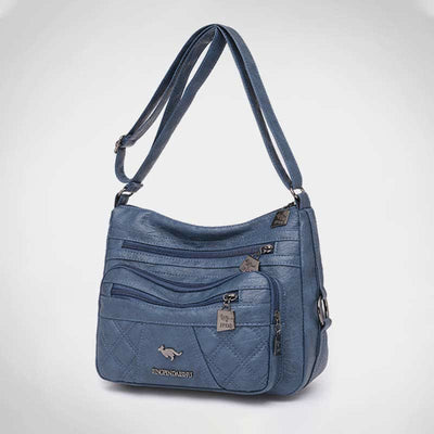 Multi-Pocket Faux Leather Crossbody Bag for Women Casual Travel Shoulder Purse