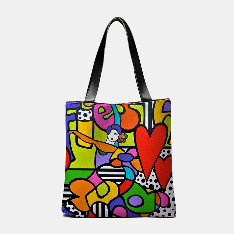 Graphic Painting Graffiti Tote Handbag for Women Lightweight Shoulder Bag