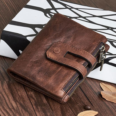 Men's RFID Blocking Card Holder Double Zip Wallet
