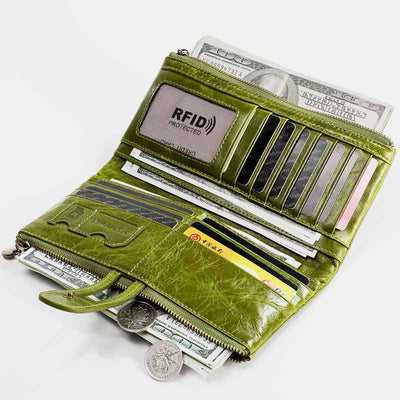 RFID Blocking Large Capacity Genuine Leather Vintage Wallet