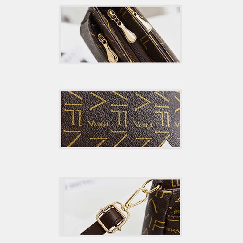 Women Crossbody PU Leather Classic Printing Handbag Satchel Shoulder Bag