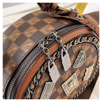 Top-handle Bag For Women Vintage Wide Strap Small Round Bag