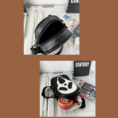 Crossbody Bag For Party Funny Ghost Skull Pattern Leather Pack
