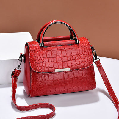 Crocodile Print Vegan Leather Purse For Women Classic Solid Handbag