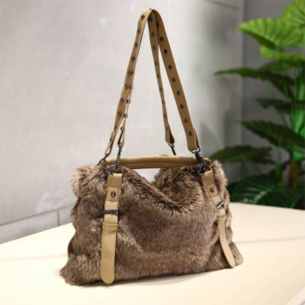 Women's Plush Elegant Shoulder Bag Tote Handbag