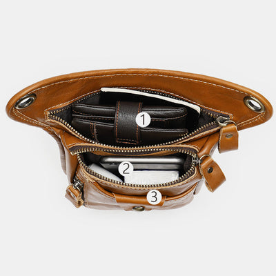 Genuine Leather Retro Waist Bag Thigh Bag with Leg Strap