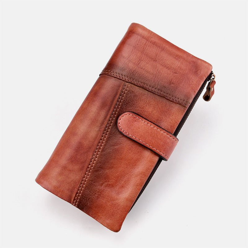 RFID Genuine Leather Long Wallet Purse