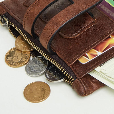 Men's RFID Blocking Card Holder Double Zip Wallet