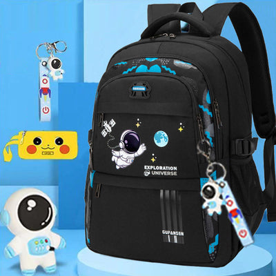 Astronaut Pattern Backpack For School Lightweight Breathable Fabric Schoolbag