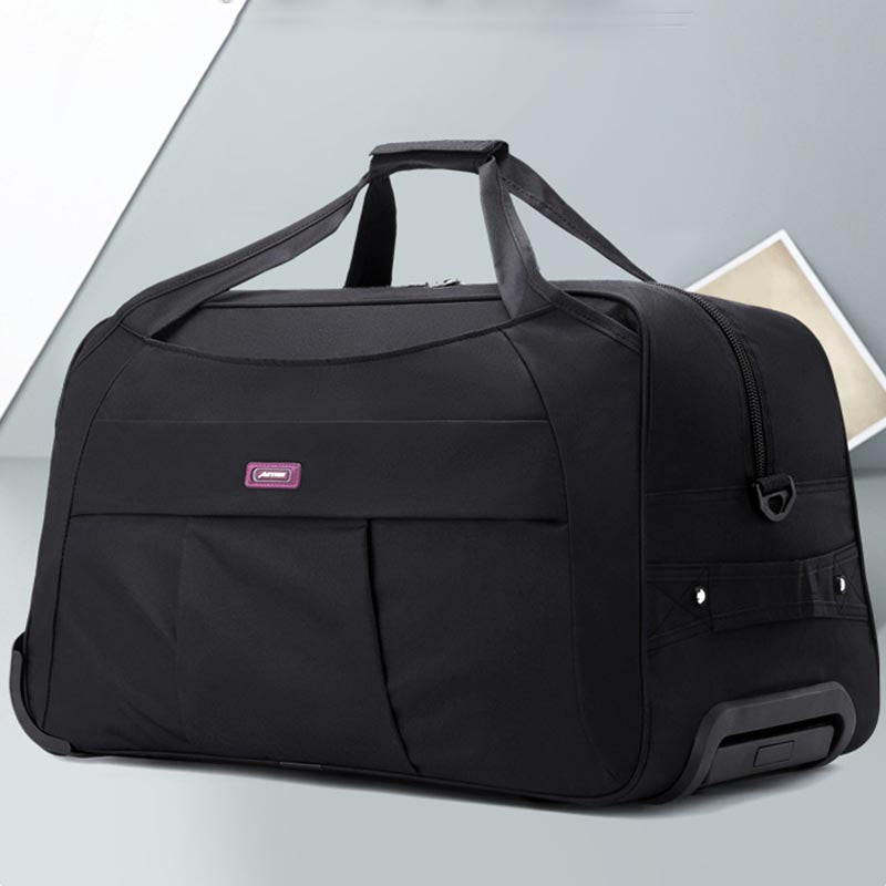 Pull Rod Rolling Tote For Short Trip Collapsible Duffle Bag