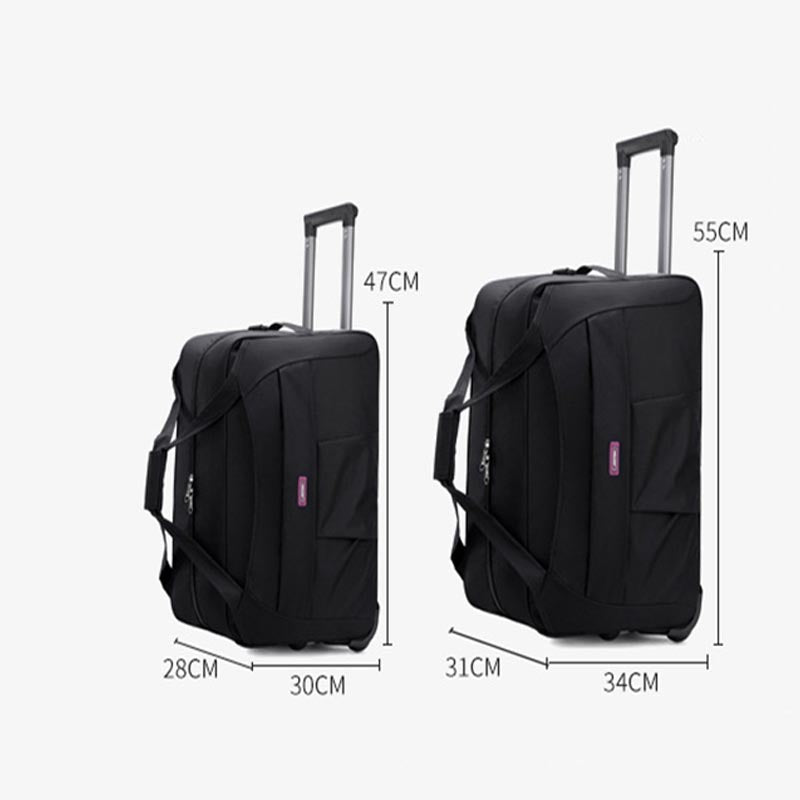 Pull Rod Rolling Tote For Short Trip Collapsible Duffle Bag