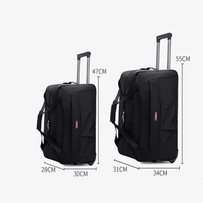 Pull Rod Rolling Tote For Short Trip Collapsible Duffle Bag
