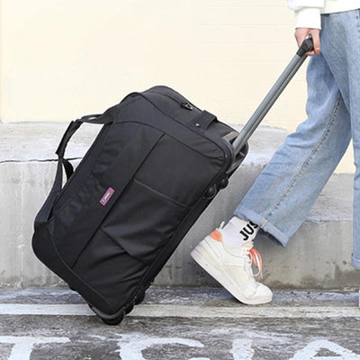 Pull Rod Rolling Tote For Short Trip Collapsible Duffle Bag