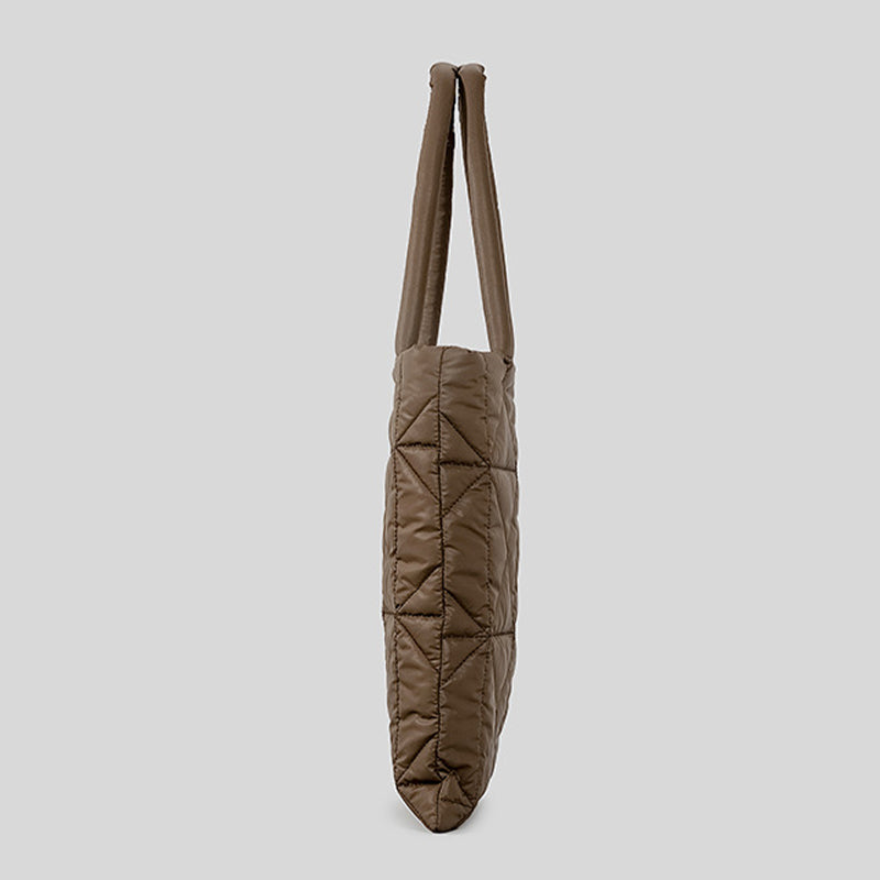 Women Simple Quilted Down Tote Vertical Diamond Check Shoulder Bag