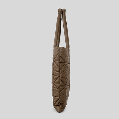 Women Simple Quilted Down Tote Vertical Diamond Check Shoulder Bag