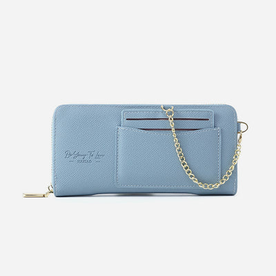 Horizontal Long Checkbook Wallet Solid Color Zipper Coin Purse